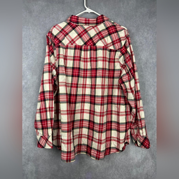 Talbots Red Multi Shimmer Plaid  Long Sleeve Button Down Shirt Size 2X - Picture 4 of 9